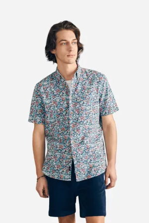 Faherty Short-Sleeve Breeze Shirt in Seafoam Beach Blossom