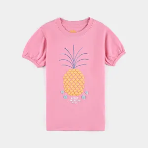 Girls Cotton Jersey T-Shirt H/S Pineapple-C Pink