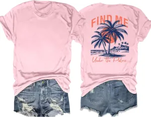 Hawaiian Shirts for Women: Beach T Shirt Palm Trees Graphic Tee Summer Vacation Short Sleeve Tee Tops