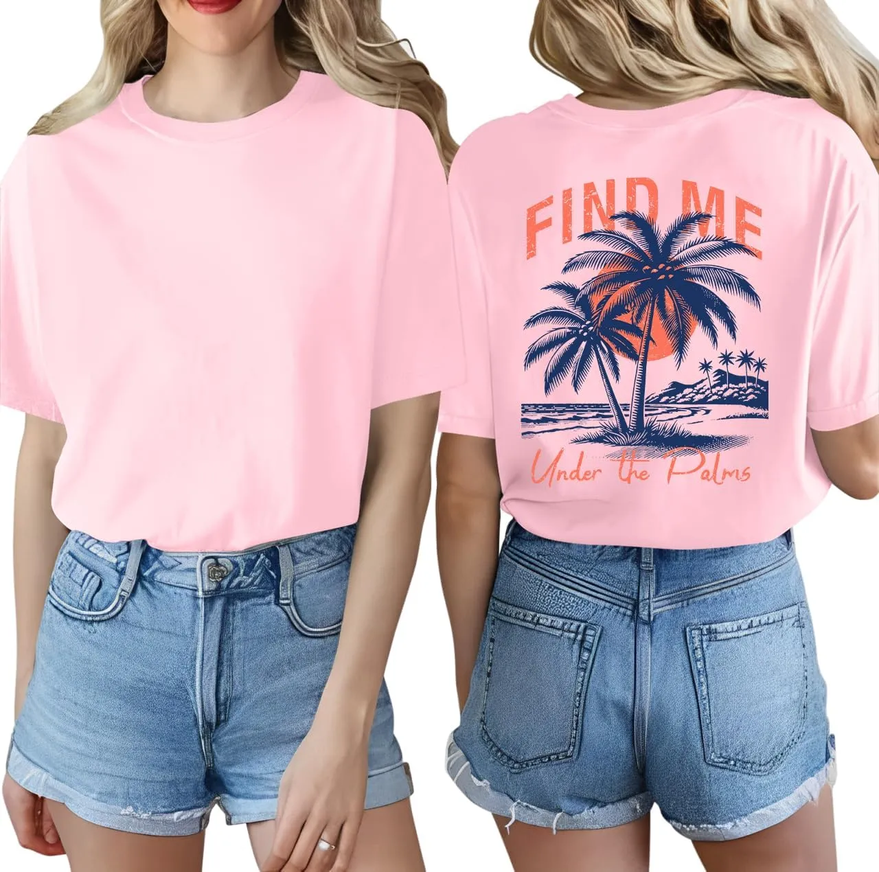 Hawaiian Shirts for Women: Beach T Shirt Palm Trees Graphic Tee Summer Vacation Short Sleeve Tee Tops