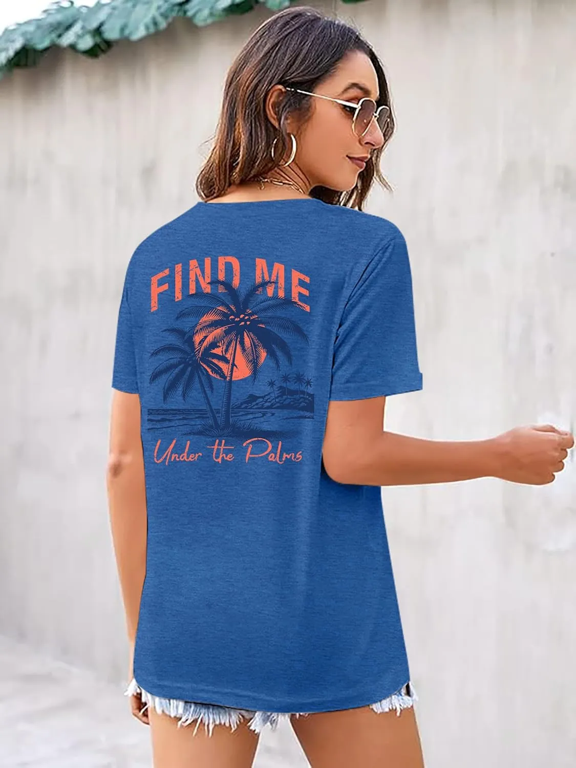 Hawaiian Shirts for Women: Beach T Shirt Palm Trees Graphic Tee Summer Vacation Short Sleeve Tee Tops