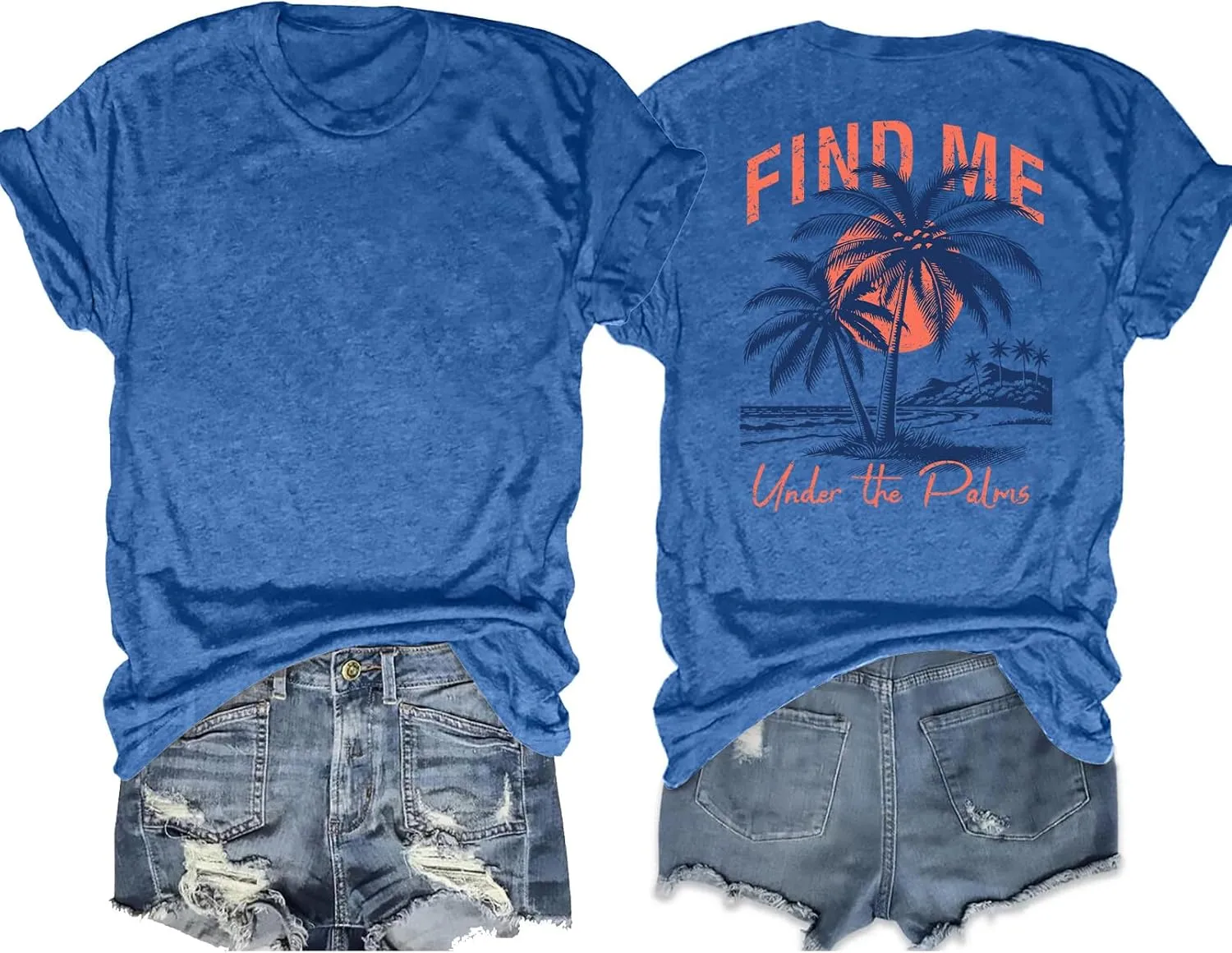 Hawaiian Shirts for Women: Beach T Shirt Palm Trees Graphic Tee Summer Vacation Short Sleeve Tee Tops