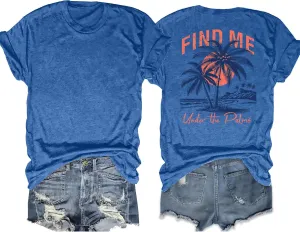 Hawaiian Shirts for Women: Beach T Shirt Palm Trees Graphic Tee Summer Vacation Short Sleeve Tee Tops