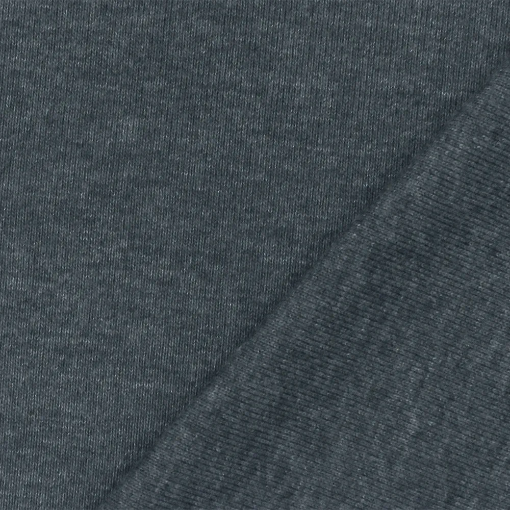 Heather Gray Organic Cotton Poly Stretch Spandex Rib Knit Fabric