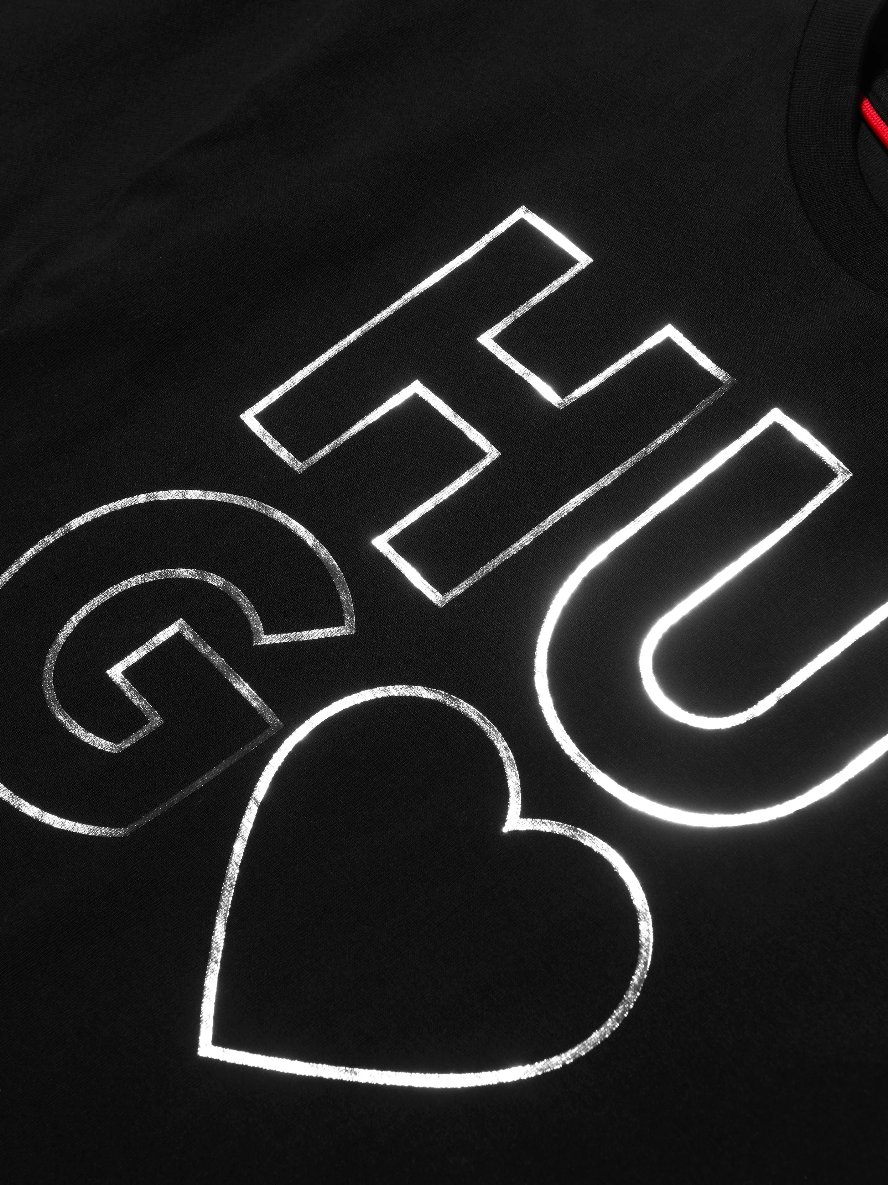Hugo Girls Organic Cotton Logo Print T-Shirt in Black