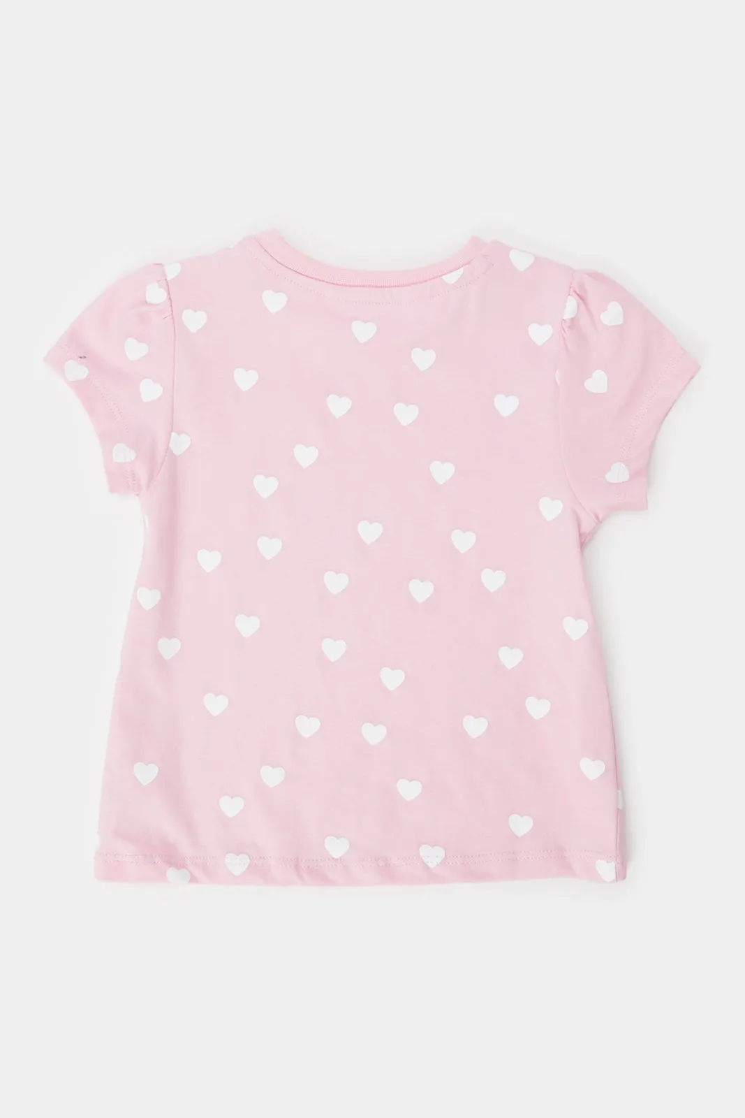 Infant Girls Pink Heart All Over Print T-Shirt