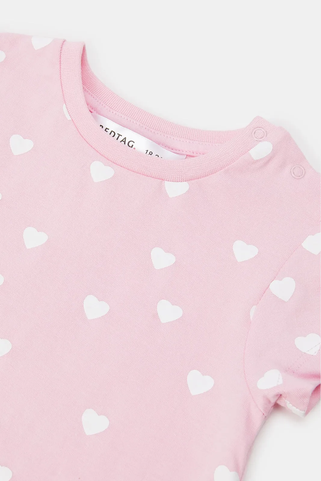 Infant Girls Pink Heart All Over Print T-Shirt