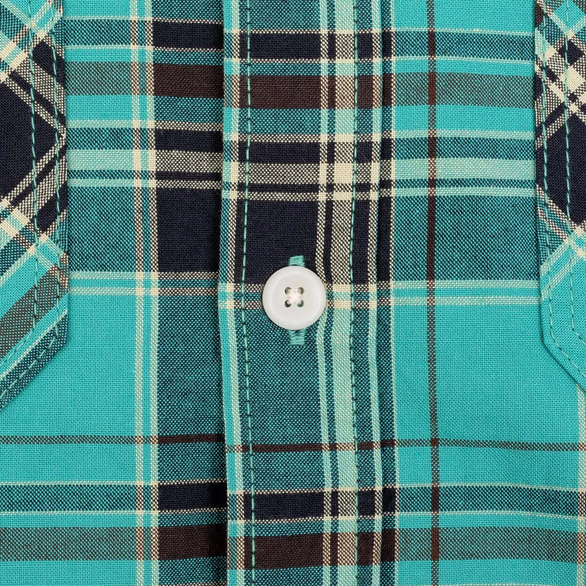 Iron Heart IHSH-356-GRN 5oz Selvedge Madras Check Work Shirt - Green