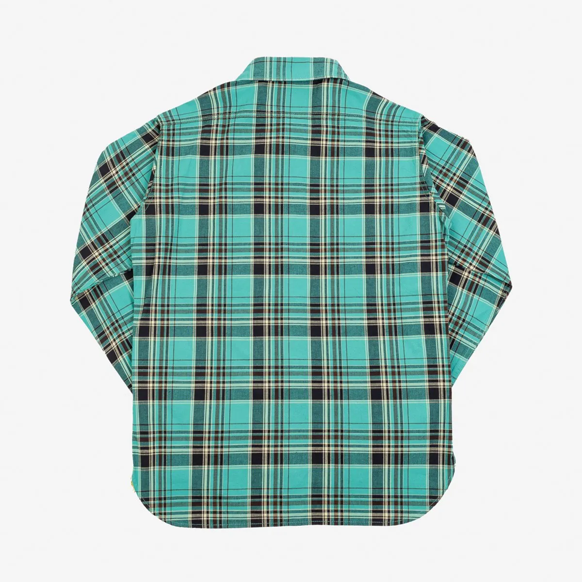 Iron Heart IHSH-356-GRN 5oz Selvedge Madras Check Work Shirt - Green