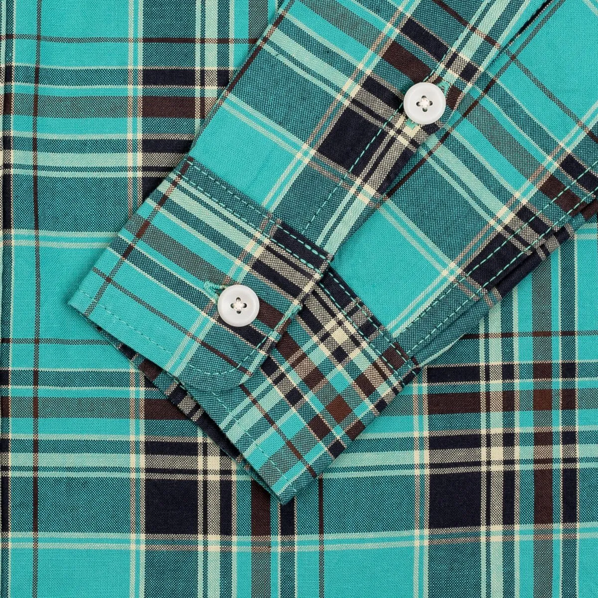 Iron Heart IHSH-356-GRN 5oz Selvedge Madras Check Work Shirt - Green