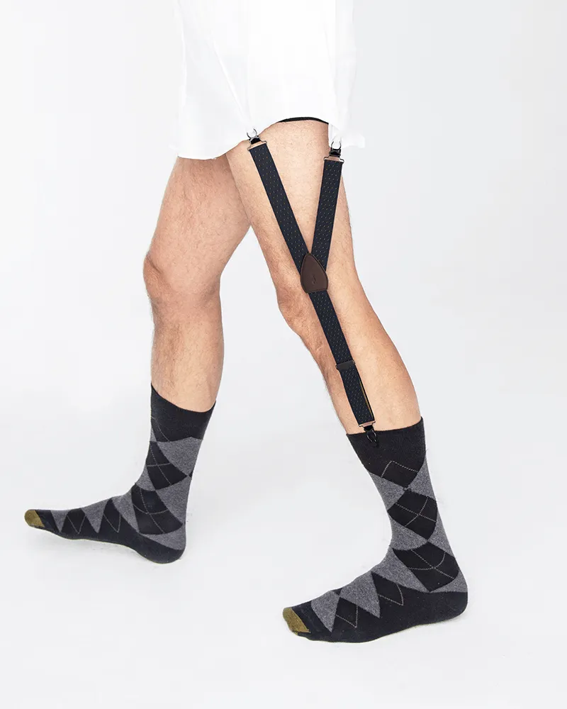 Jackson Dot Navy/Yellow Shirttail Garters