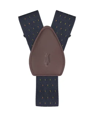 Jackson Dot Navy/Yellow Shirttail Garters