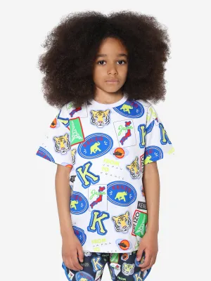 KENZO Boys Badge Print T-Shirt in White