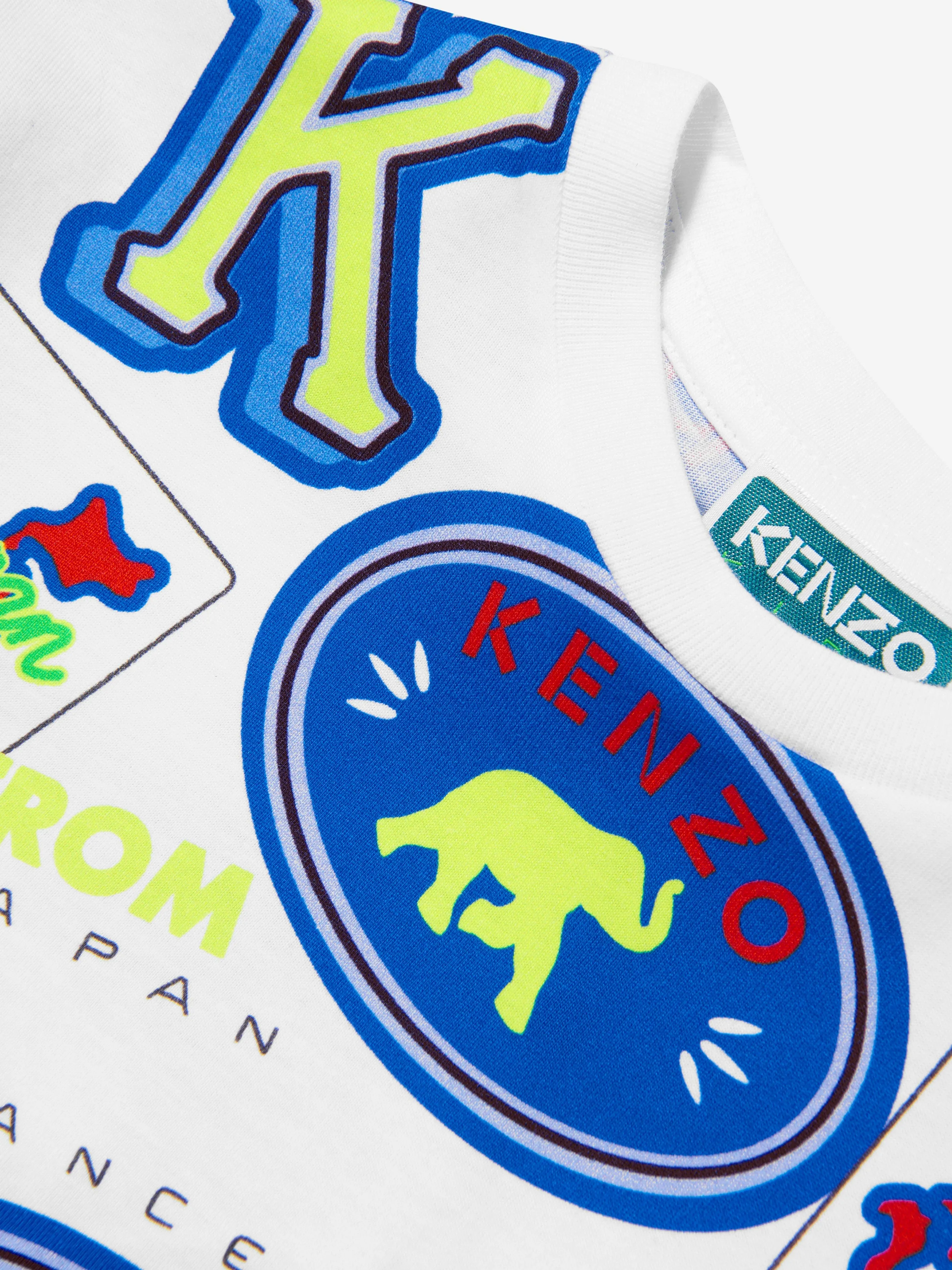 KENZO Boys Badge Print T-Shirt in White