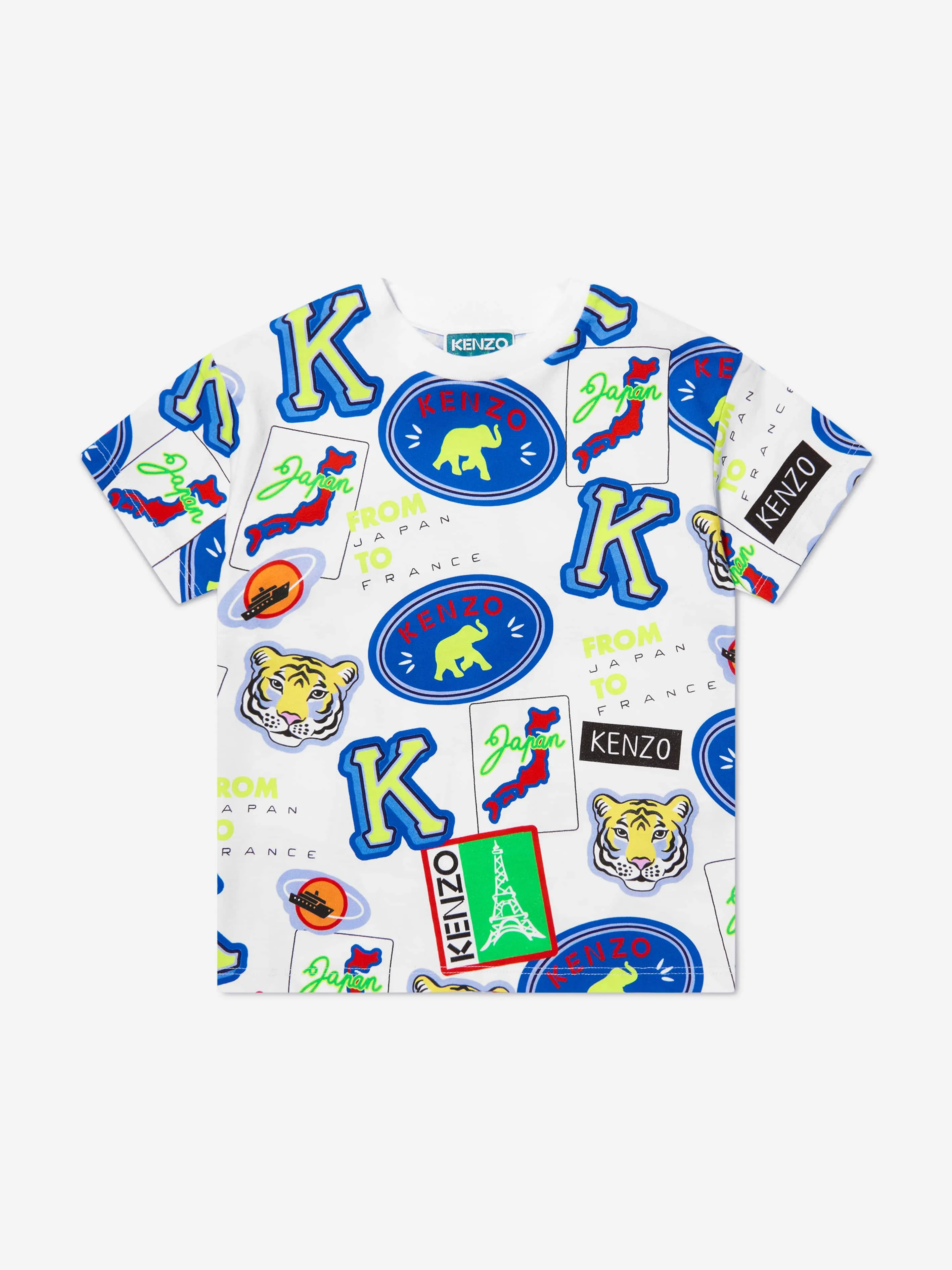 KENZO Boys Badge Print T-Shirt in White