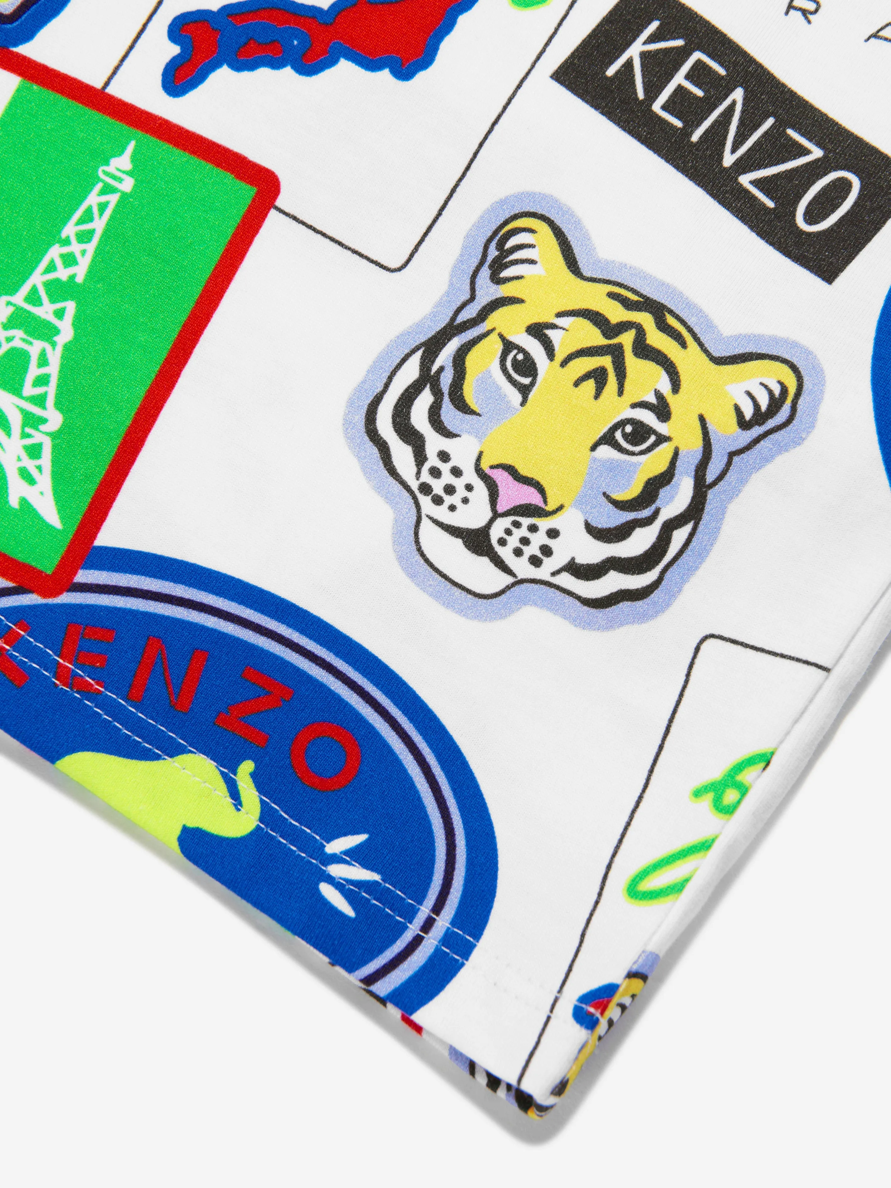 KENZO Boys Badge Print T-Shirt in White