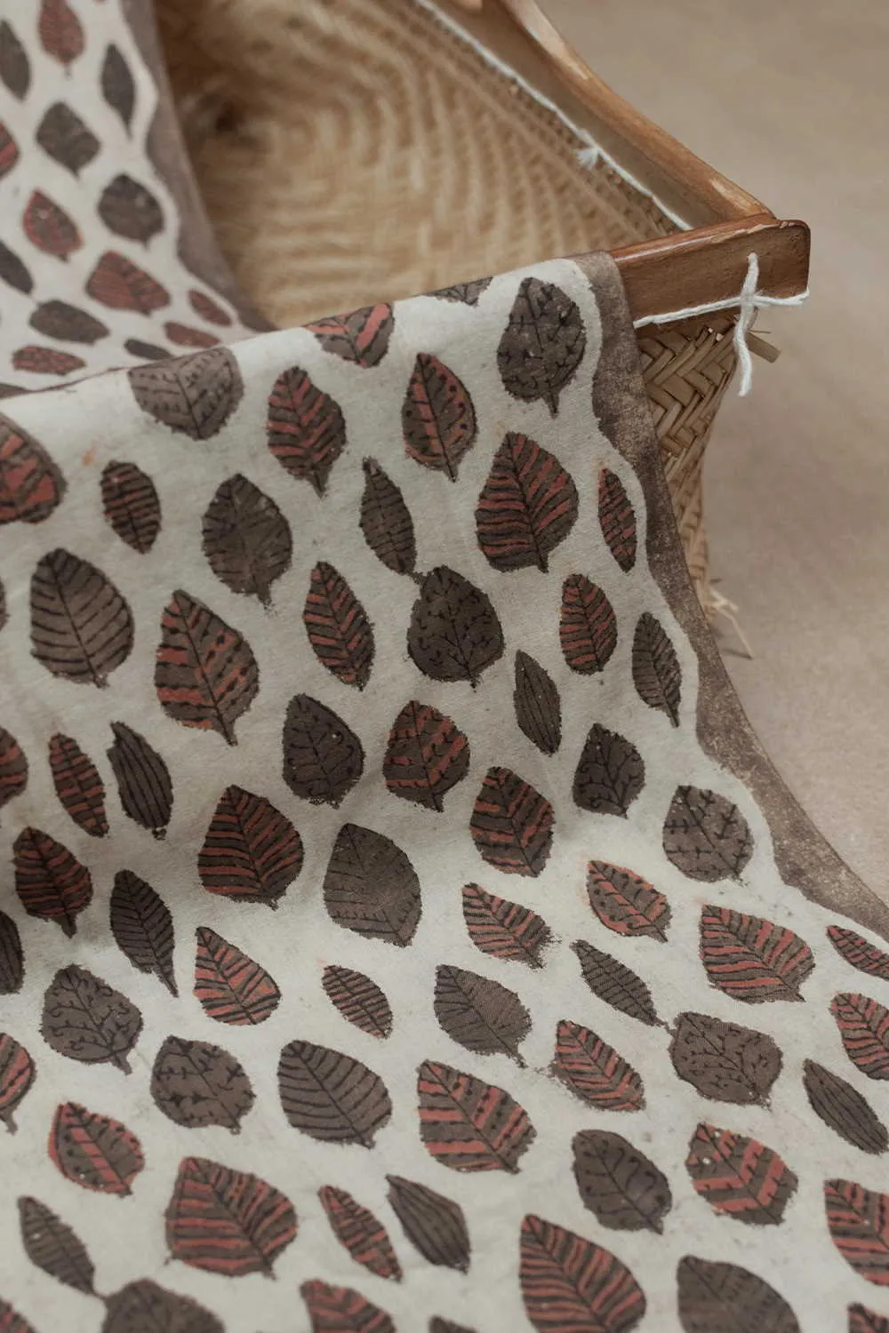Leaf Motifs Bagru Cotton Fabric