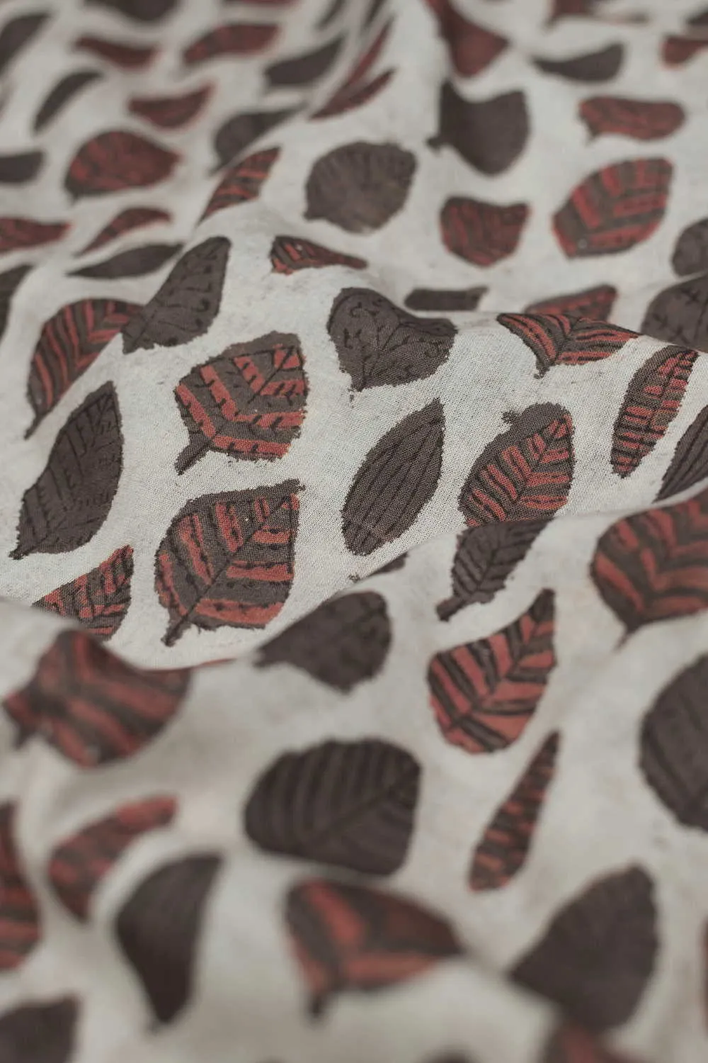Leaf Motifs Bagru Cotton Fabric