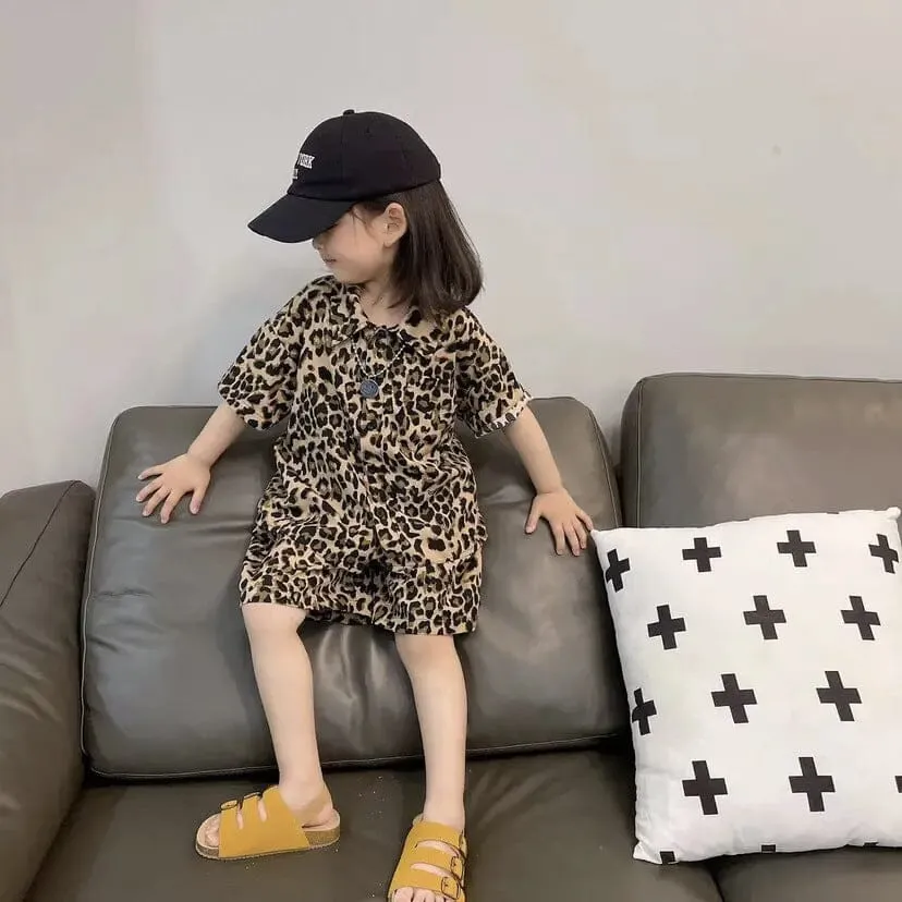 Leopard Short Sleeve Shirt Set
