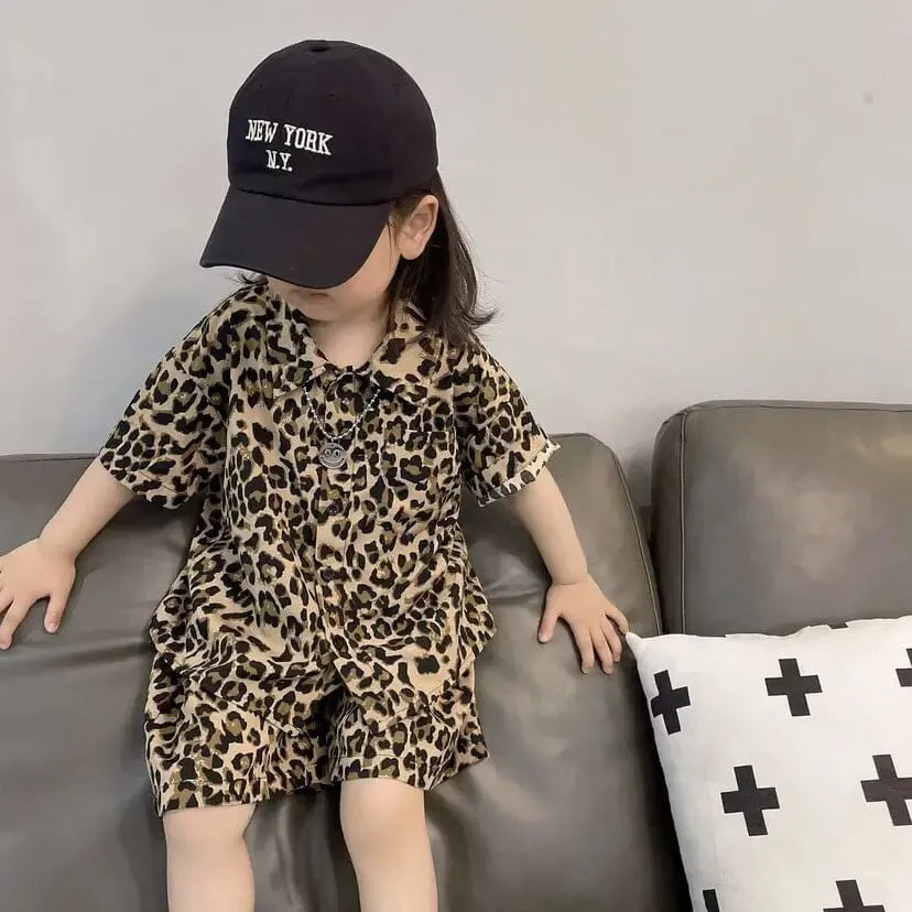 Leopard Short Sleeve Shirt Set