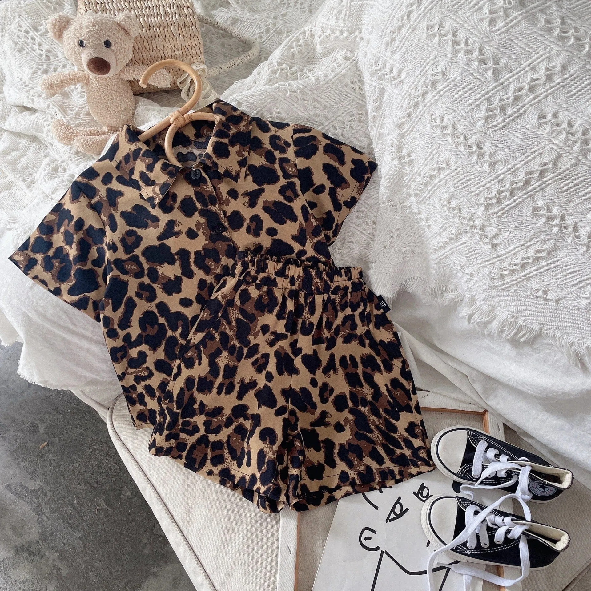 Leopard Short Sleeve Shirt Set