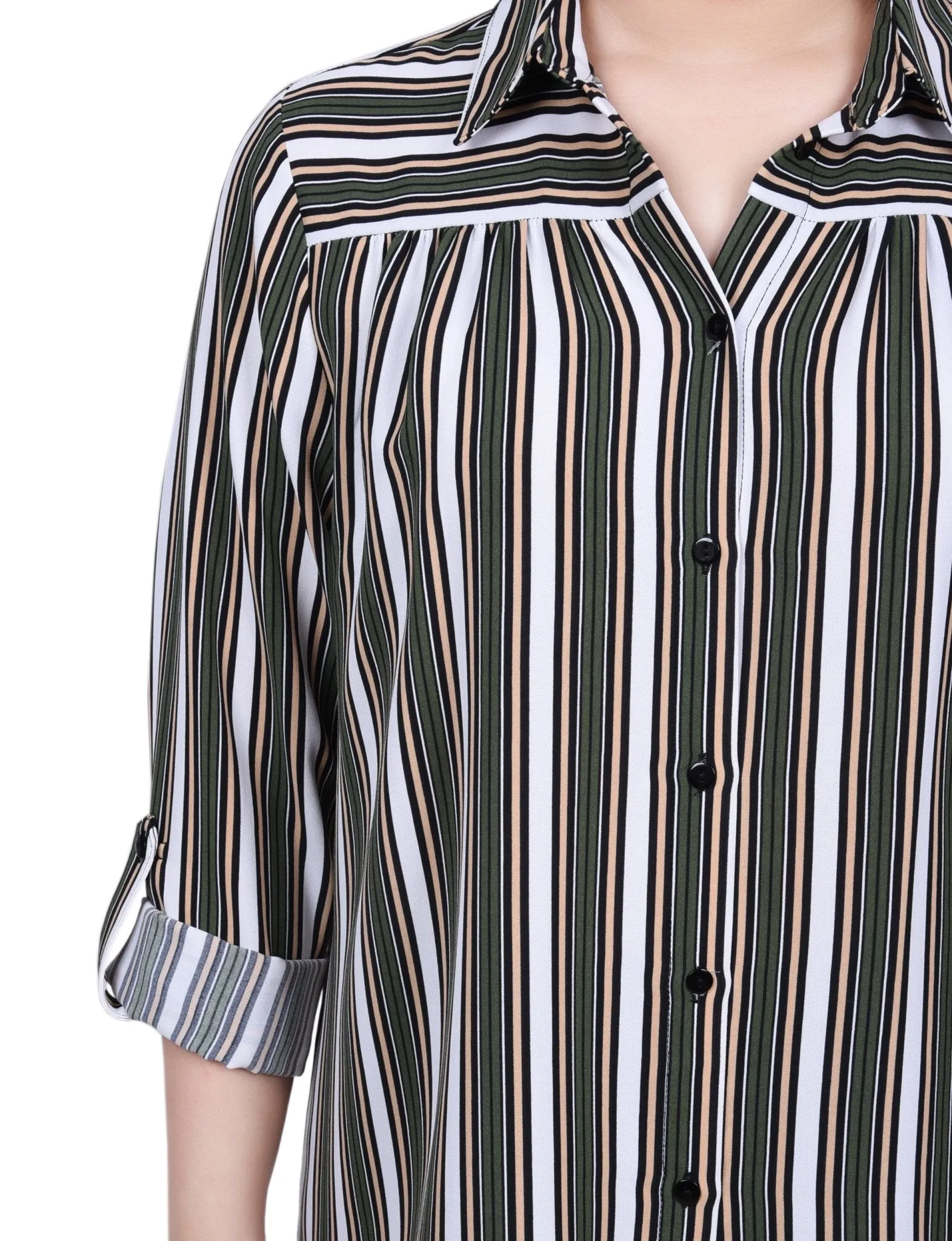Long Roll Tab Sleeve Blouse - Petite