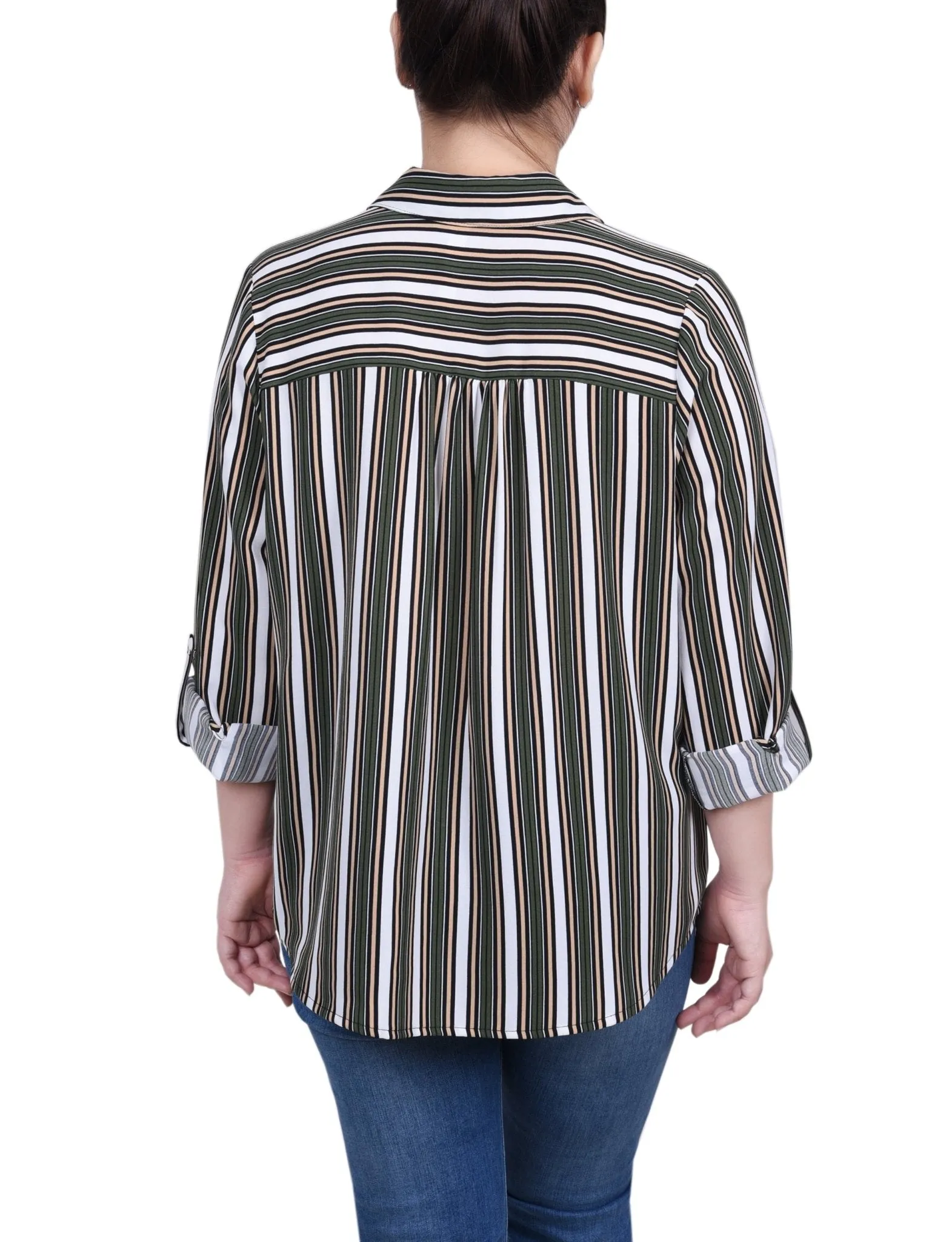 Long Roll Tab Sleeve Blouse - Petite