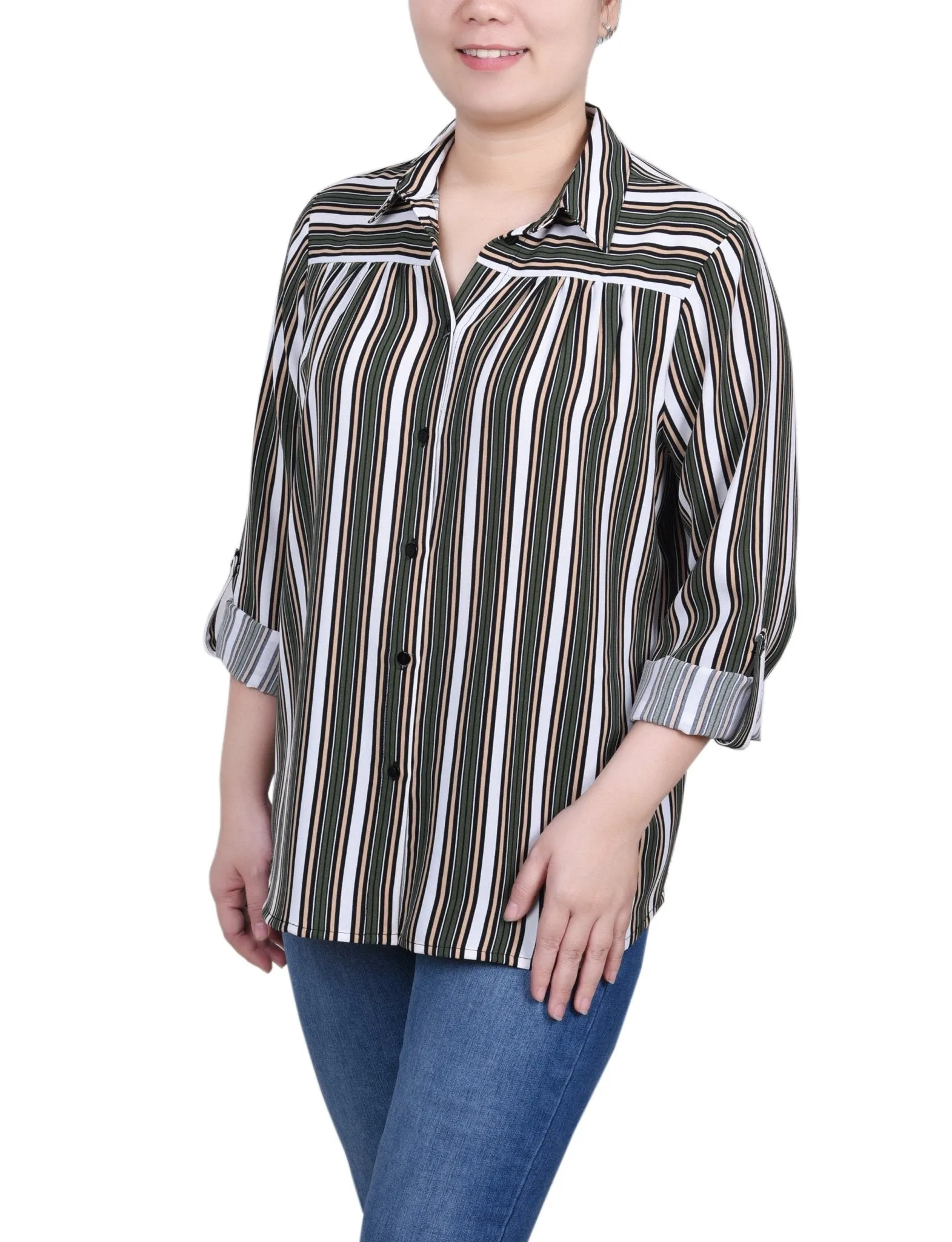 Long Roll Tab Sleeve Blouse - Petite