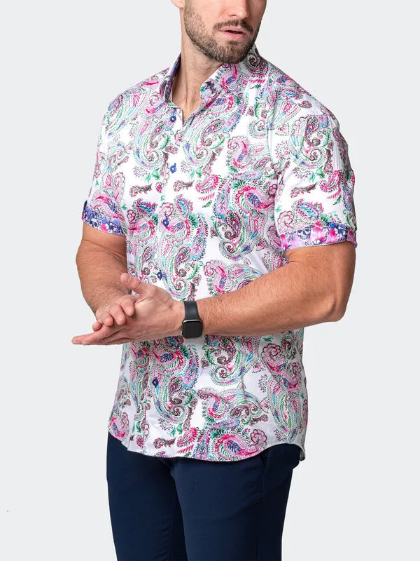 Maceoo Stretch Short-Sleeve Shirt | Galileo PaisleyFiesta White