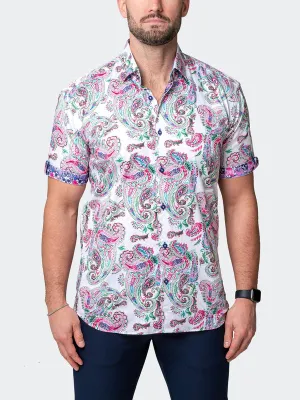 Maceoo Stretch Short-Sleeve Shirt | Galileo PaisleyFiesta White