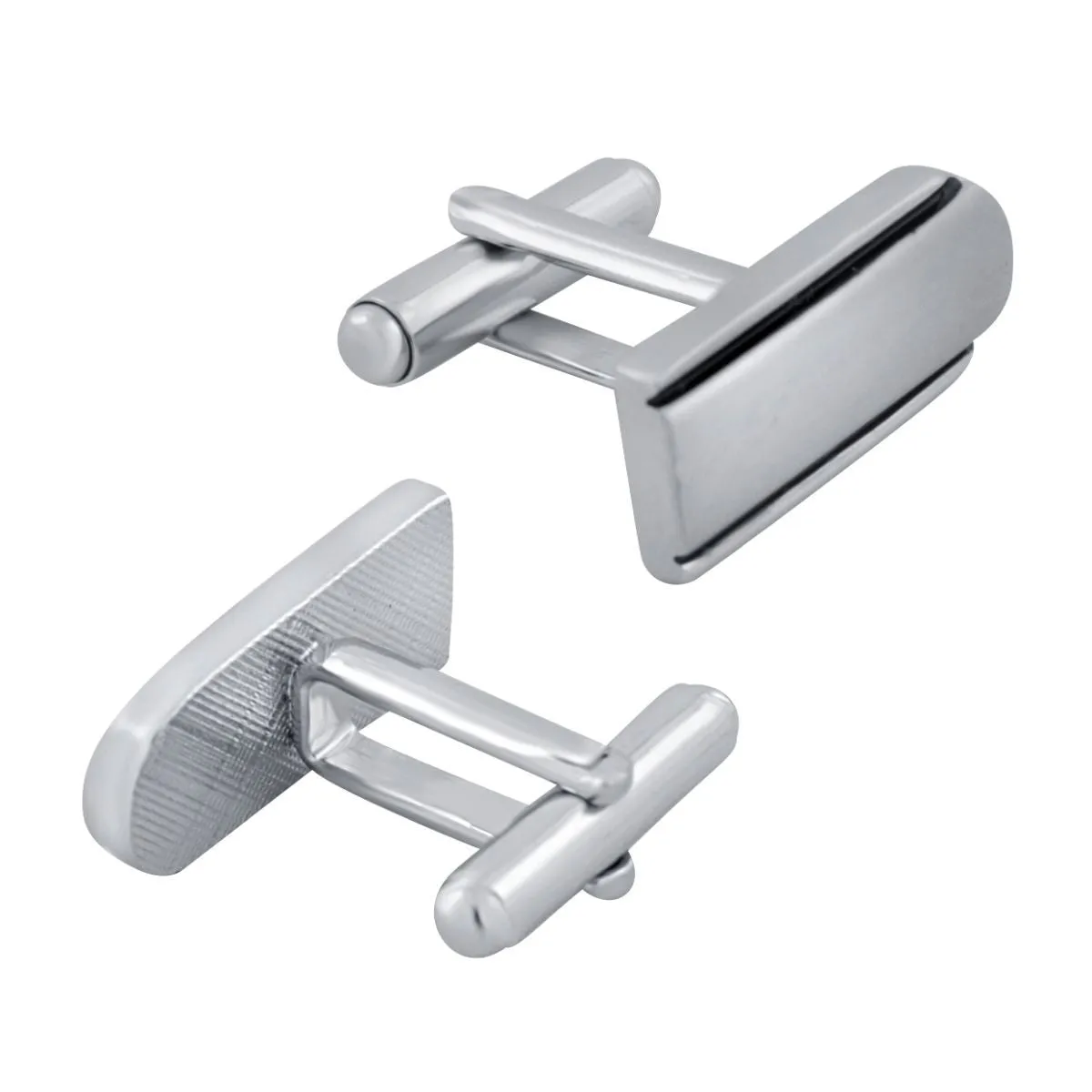 Matte Silver Black Cufflinks In Box