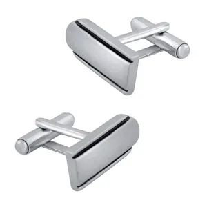 Matte Silver Black Cufflinks In Box