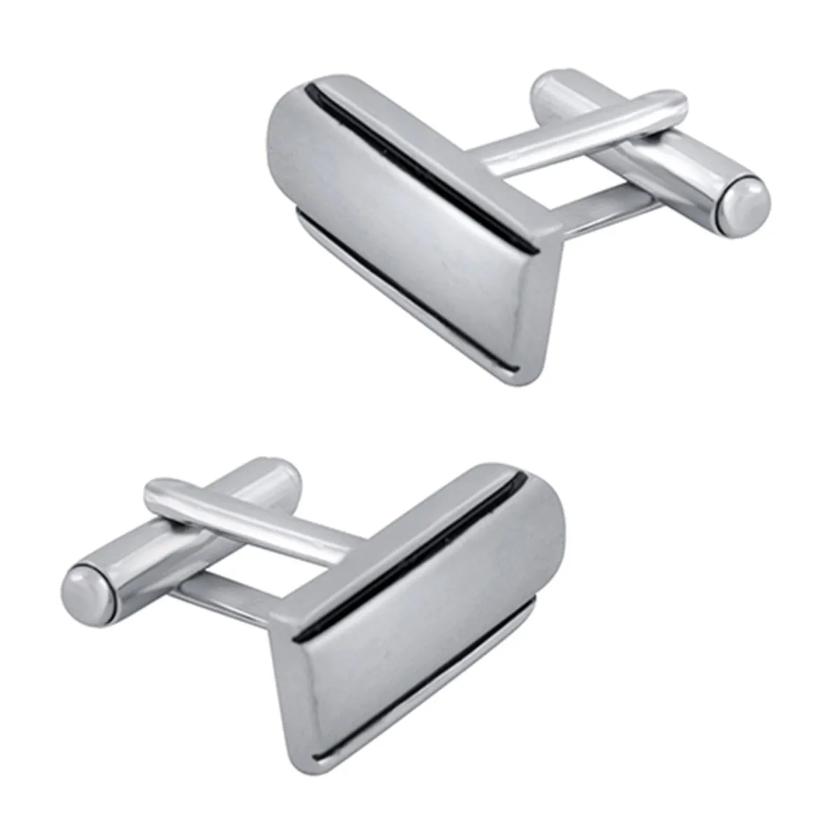 Matte Silver Black Cufflinks In Box