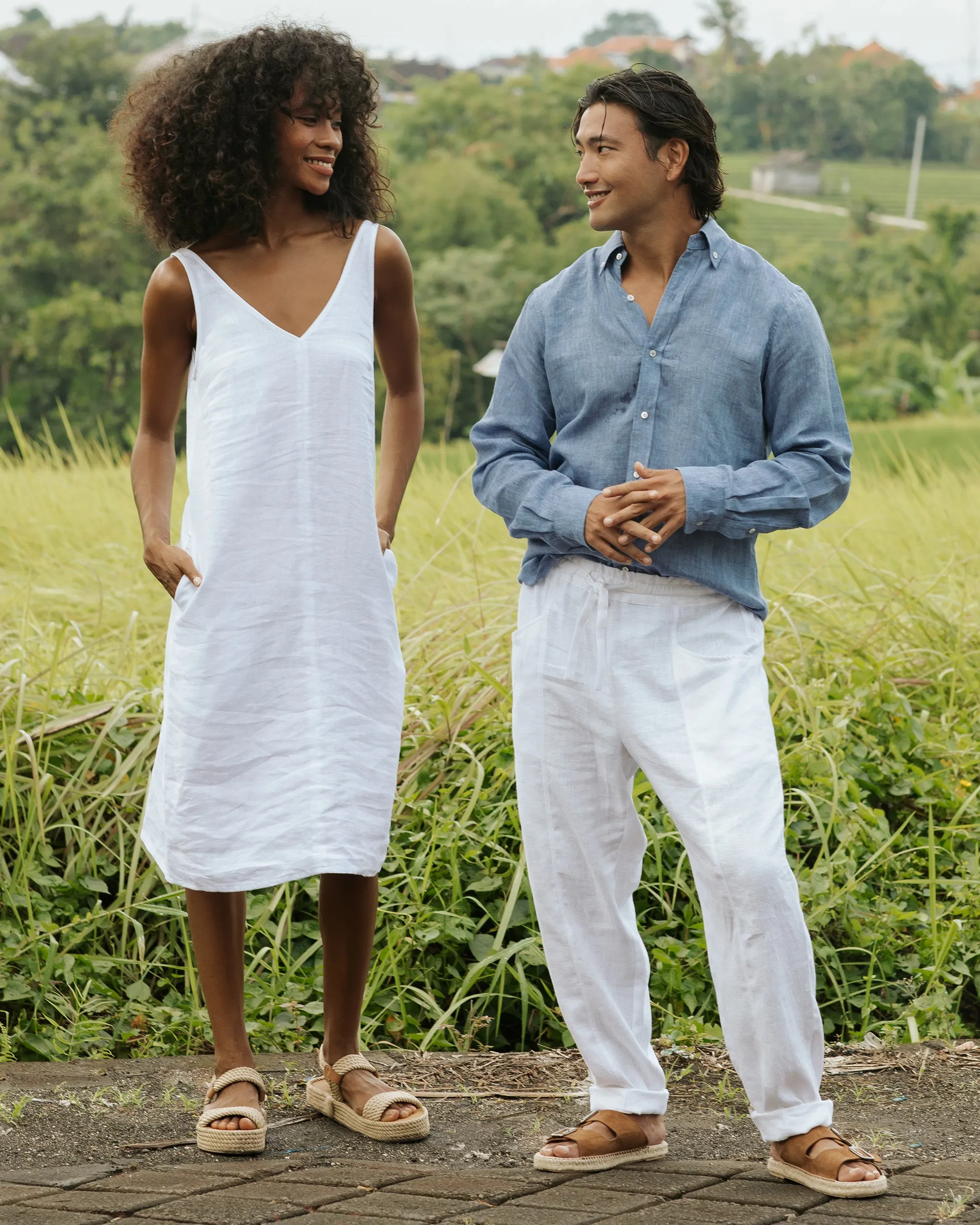 Men's classic linen shirt WENGEN in Denim chambray