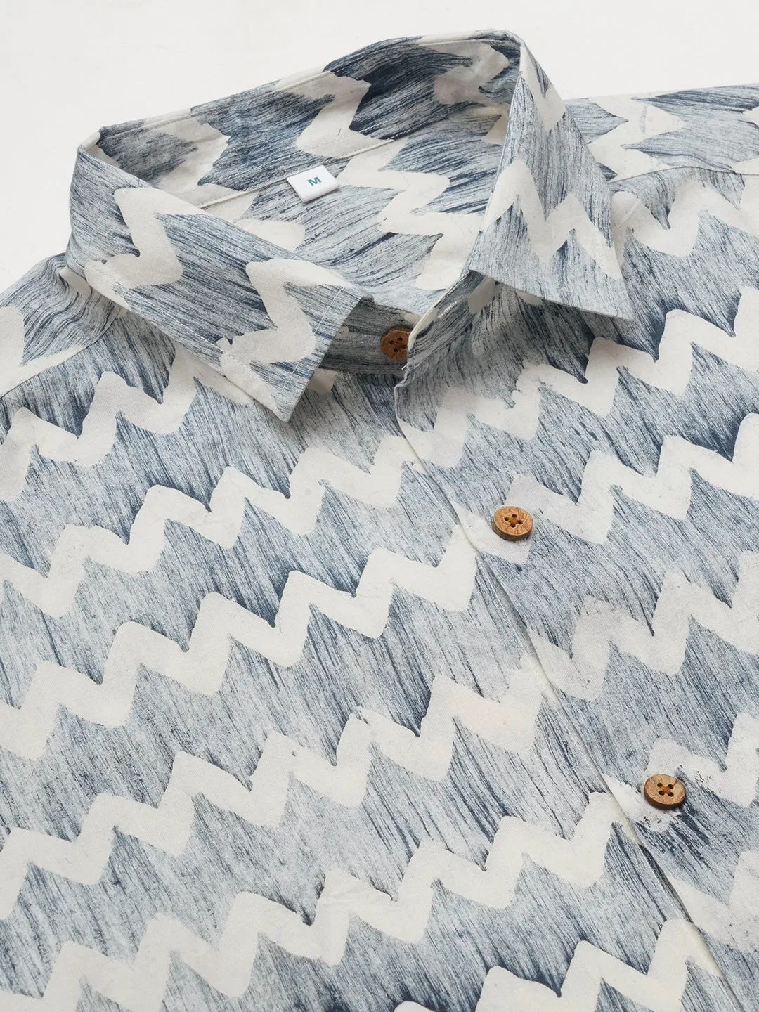 Men's Cotton Batik Printed Slim Fit Navy Shirt