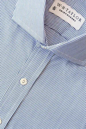 Navy Narrow Bengal Stripe Poplin Ladies Bespoke Shirt