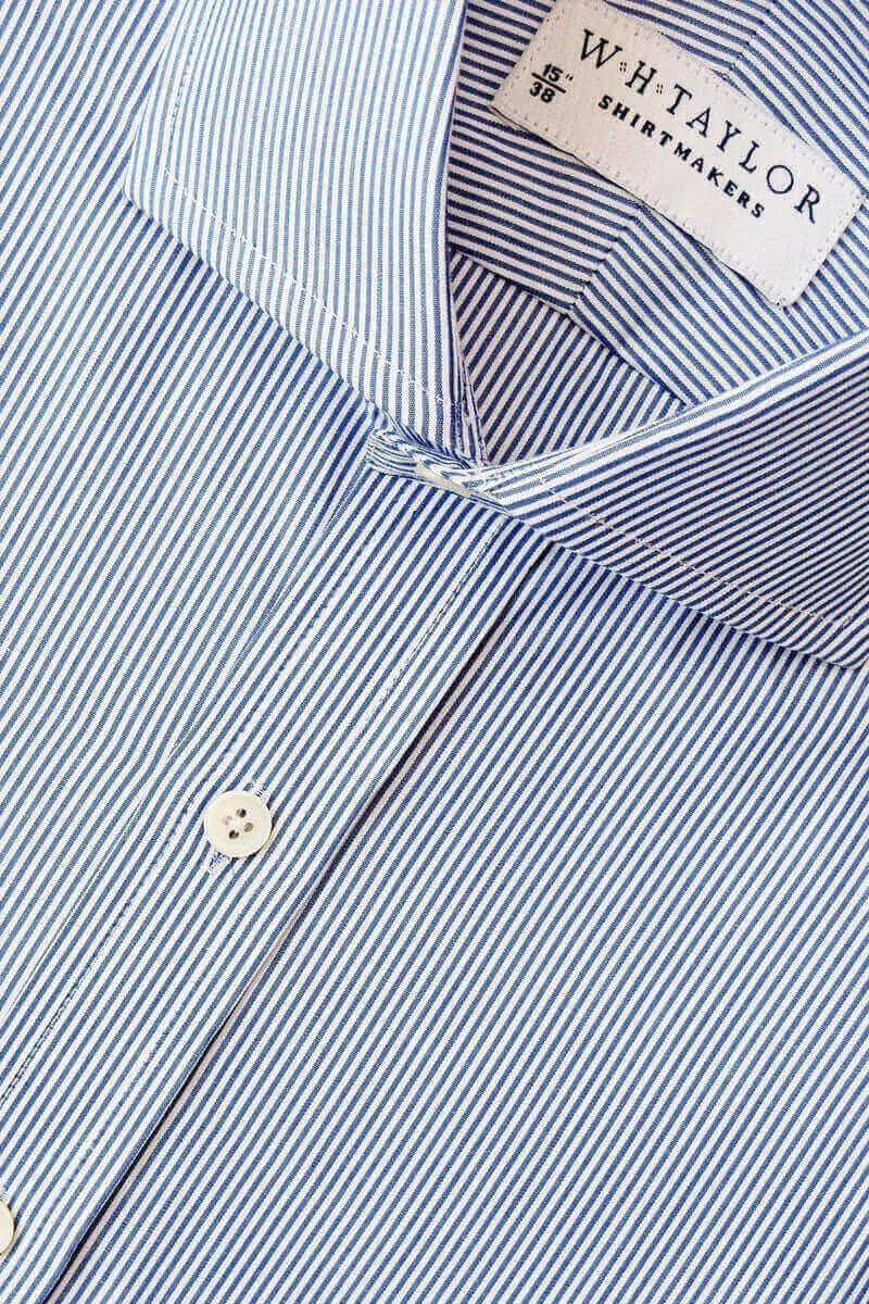 Navy Narrow Bengal Stripe Poplin Ladies Bespoke Shirt