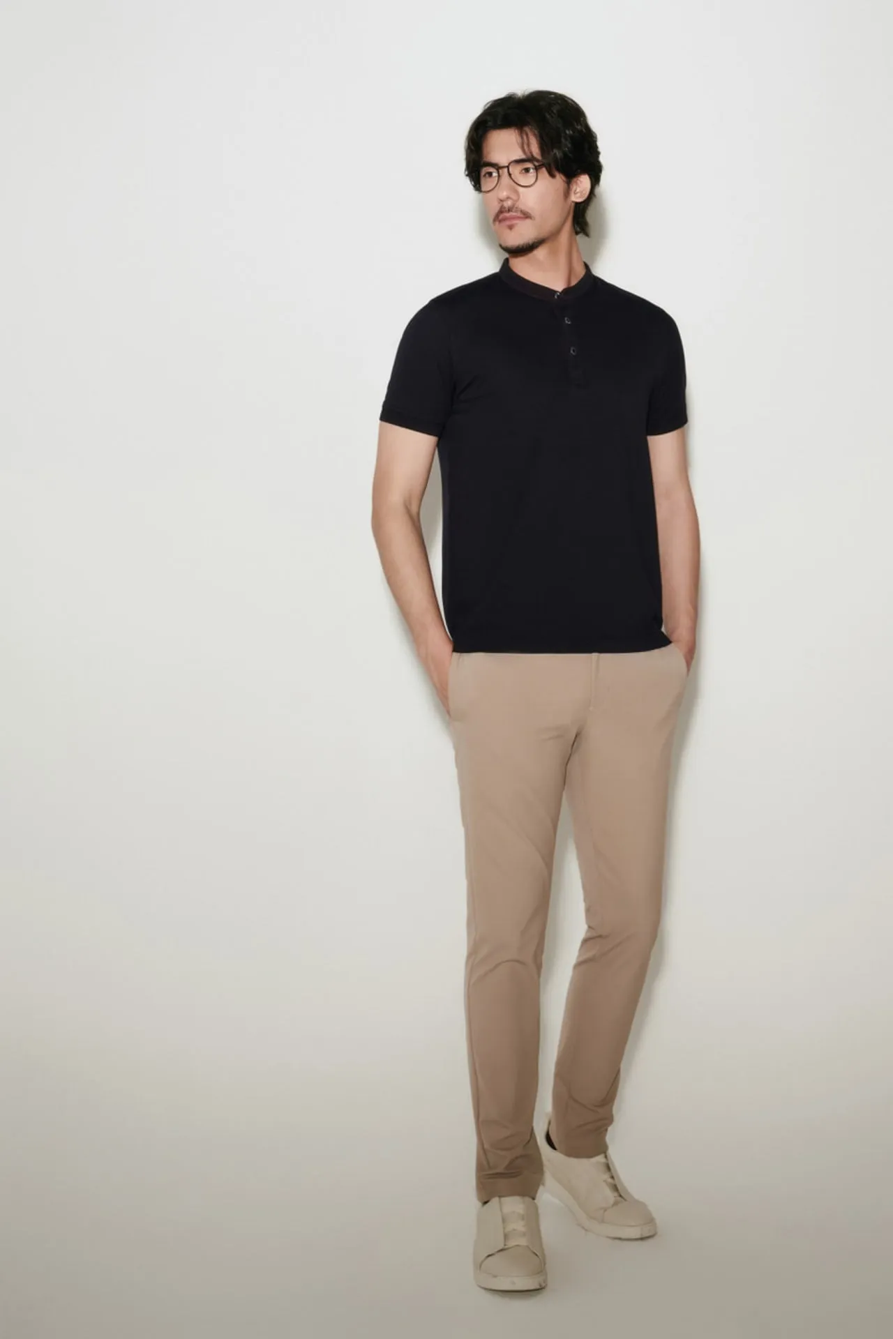 Non-Iron Pure Cotton Stand Collar Polo Tee