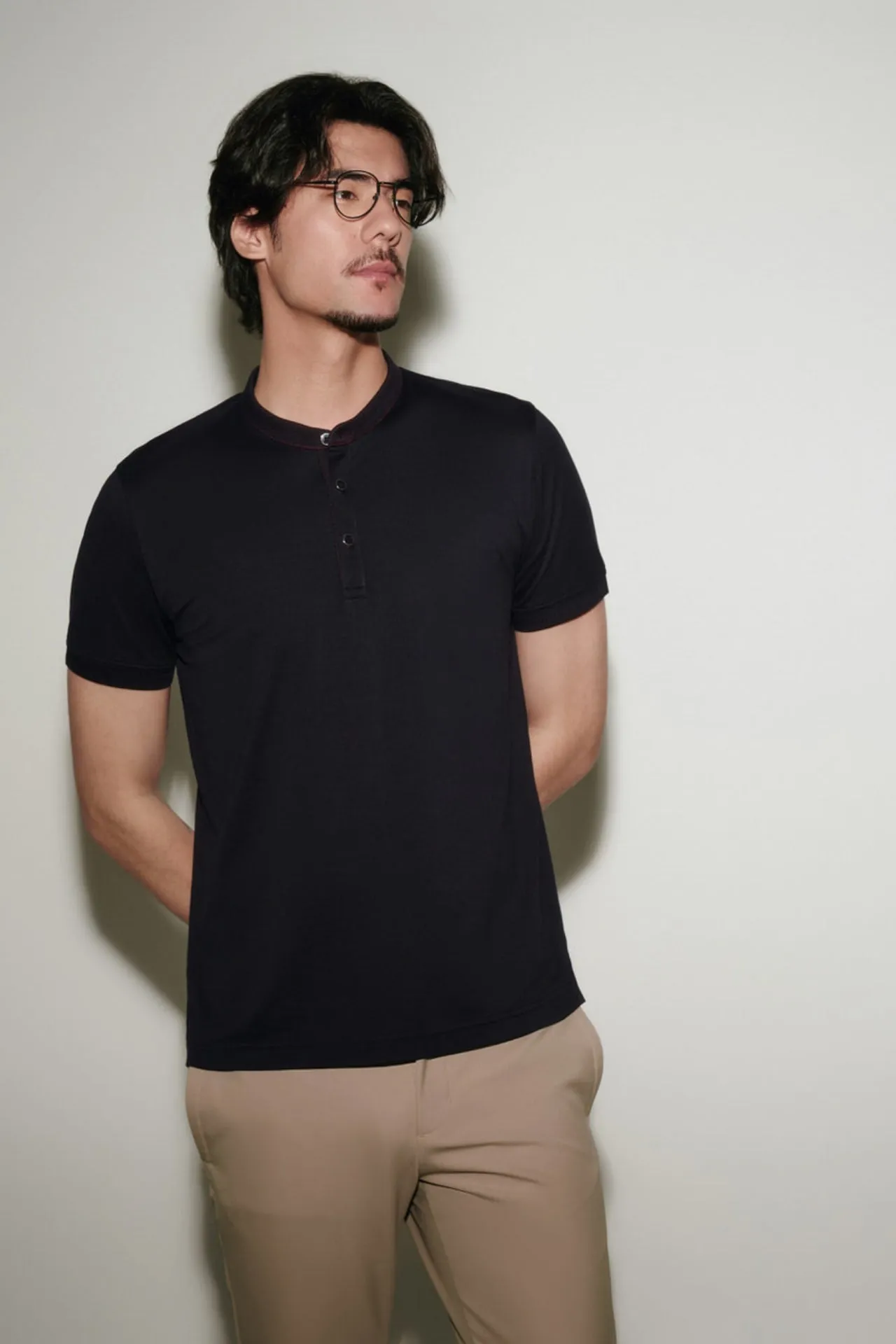 Non-Iron Pure Cotton Stand Collar Polo Tee