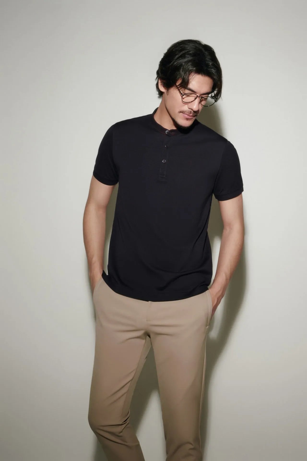 Non-Iron Pure Cotton Stand Collar Polo Tee