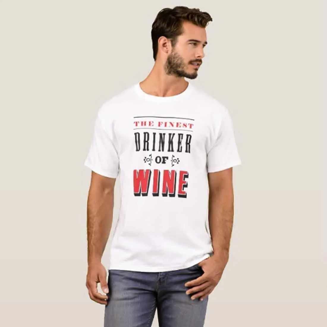 Nutcase Designer Round Neck Men's T-Shirt Wrinkle-Free Poly Cotton Tees - Drinker of Wine