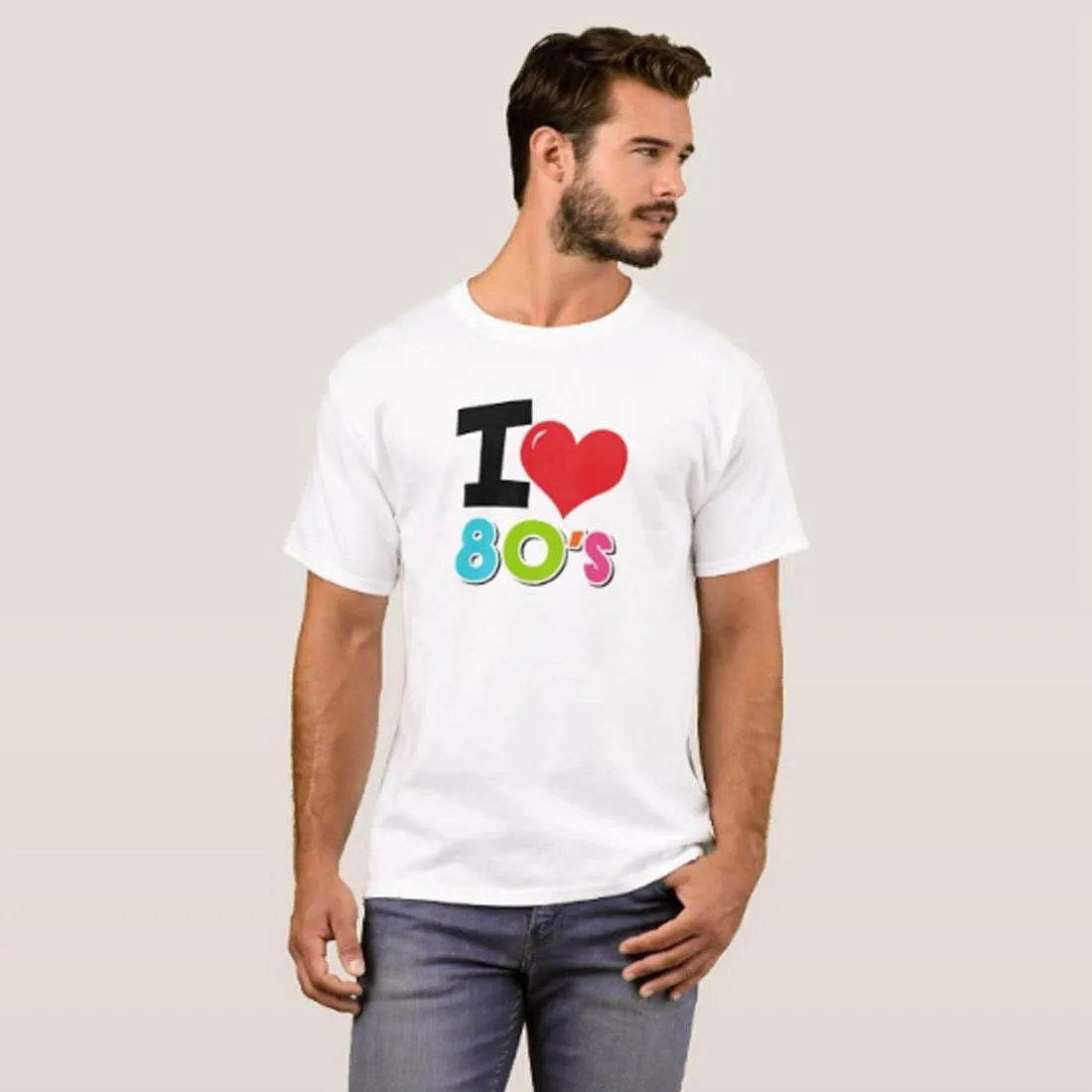 Nutcase Designer Round Neck Men's T-Shirt Wrinkle-Free Poly Cotton Tees - I Love 80's