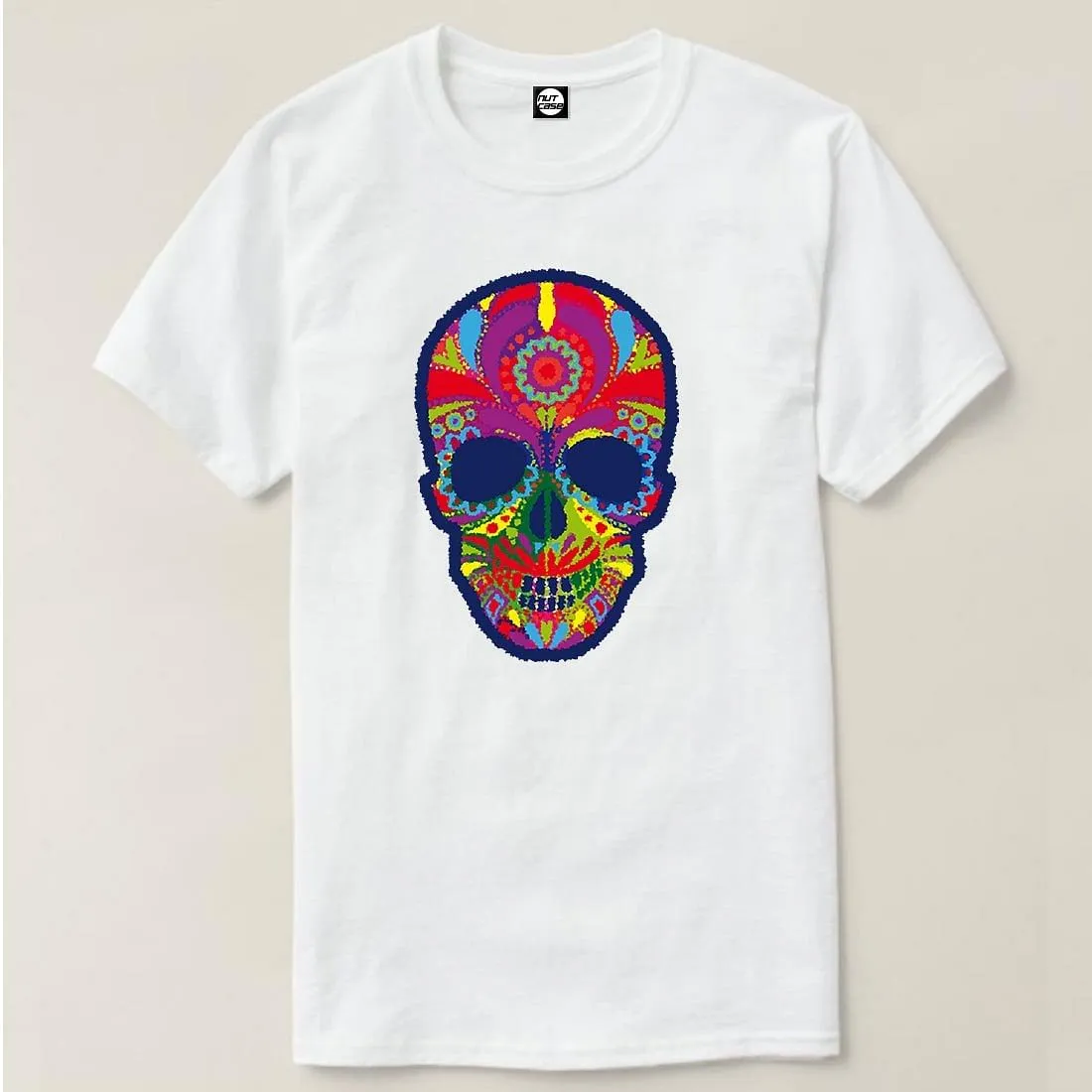 Nutcase Designer Round Neck Men's T-Shirt Wrinkle-Free Poly Cotton Tees - Tribal Skull