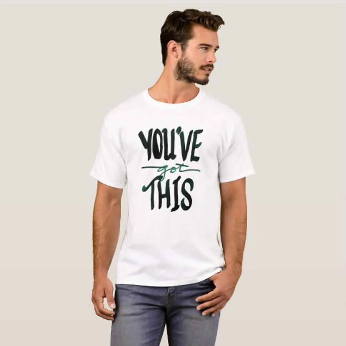 Nutcase Designer Round Neck Men's T-Shirt Wrinkle-Free Poly Cotton Tees - You Got This
