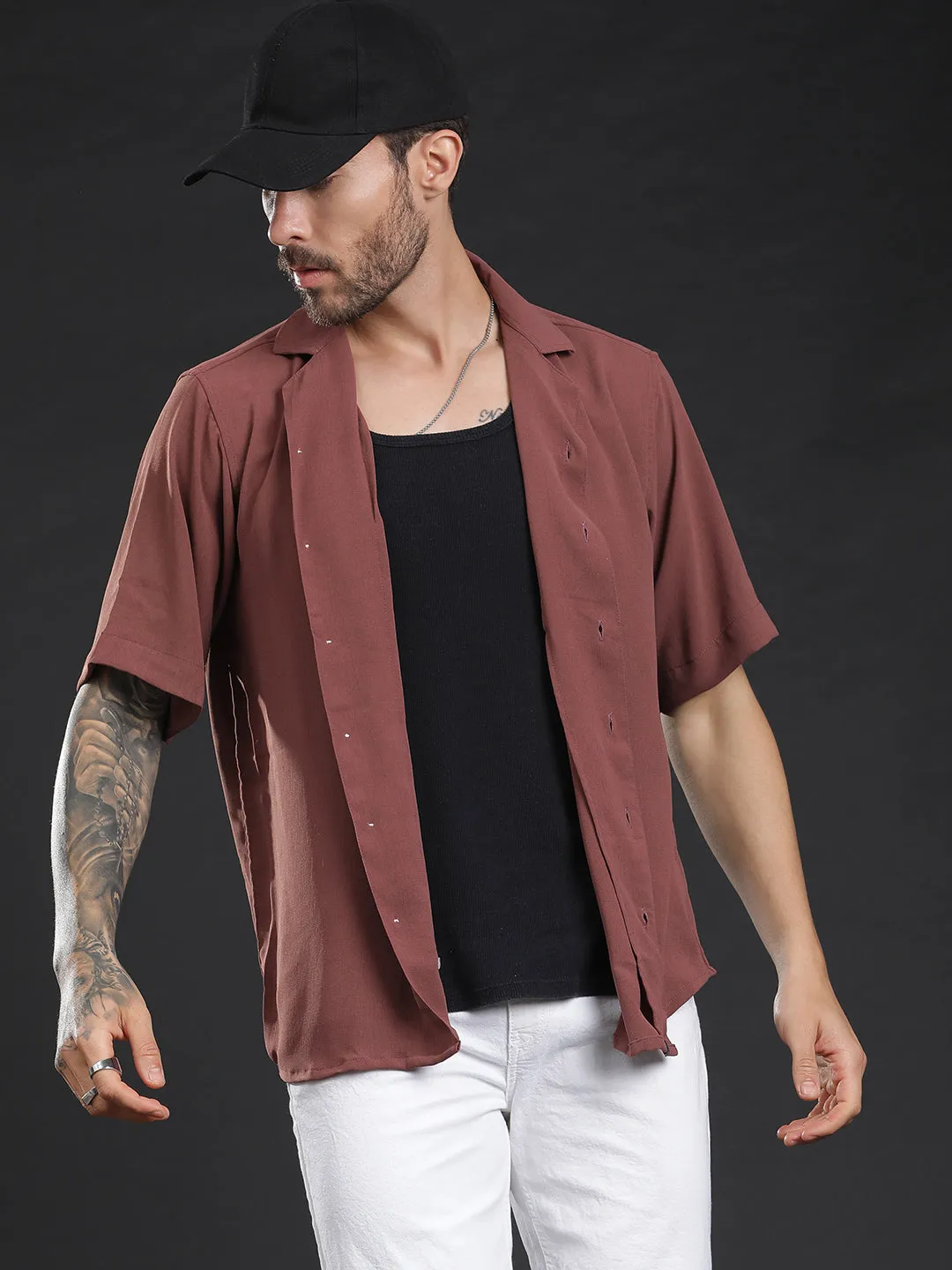 Oversized Cuban Collar Unisex Shirt