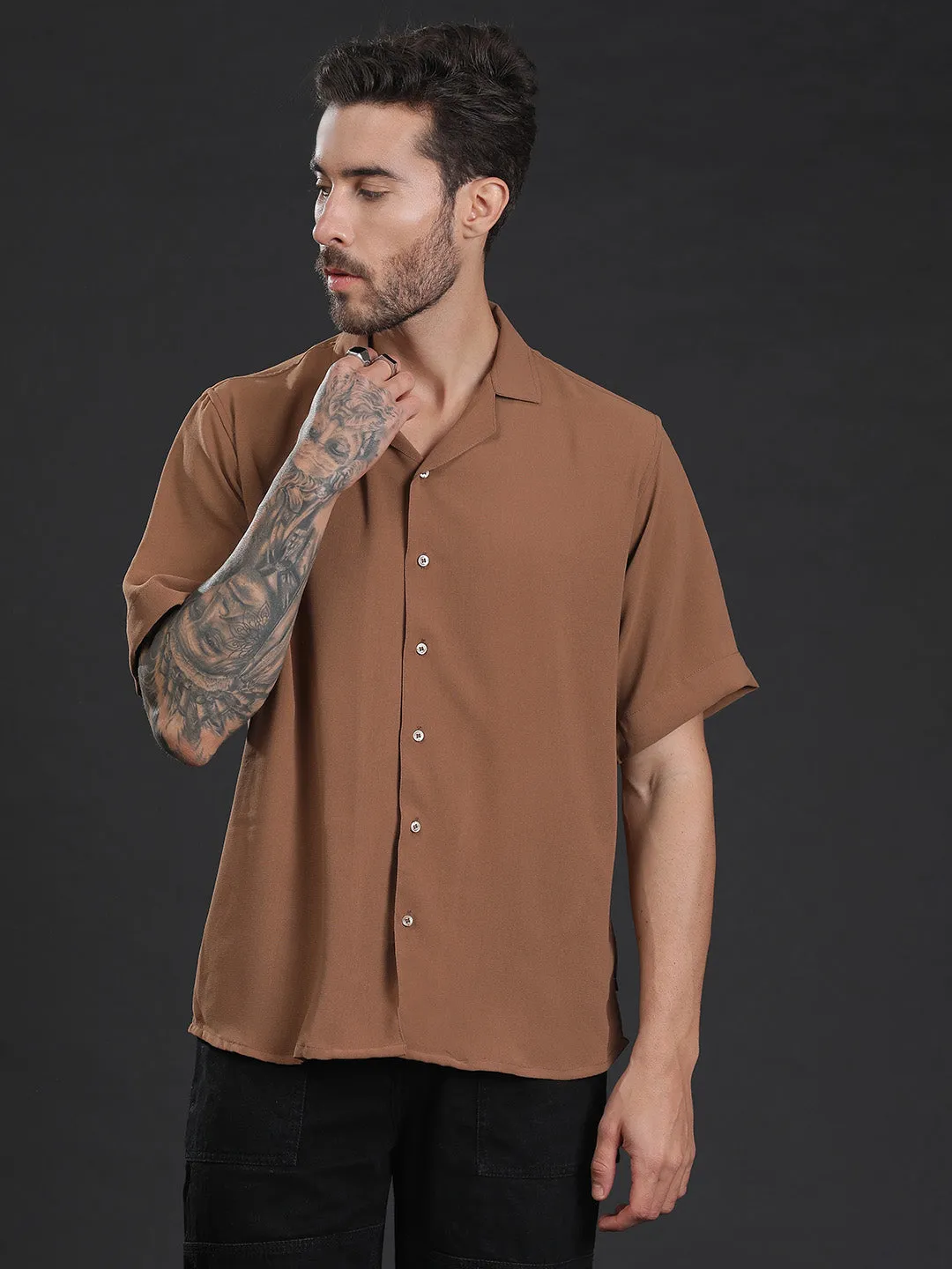 Oversized Cuban Collar Unisex Shirt