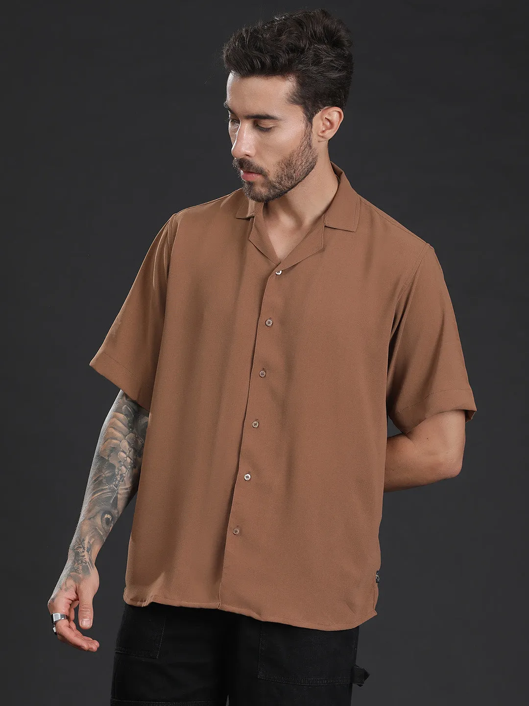 Oversized Cuban Collar Unisex Shirt