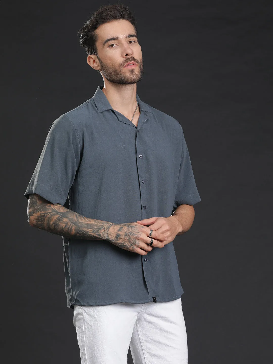 Oversized Cuban Collar Unisex Shirt