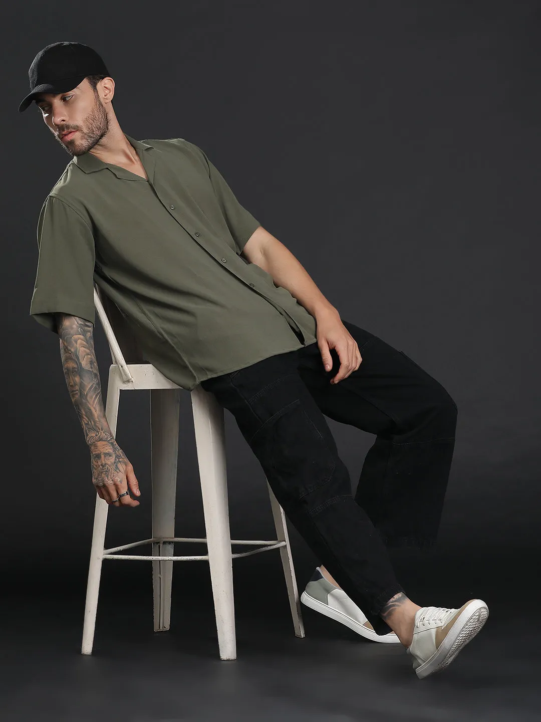 Oversized Cuban Collar Unisex Shirt
