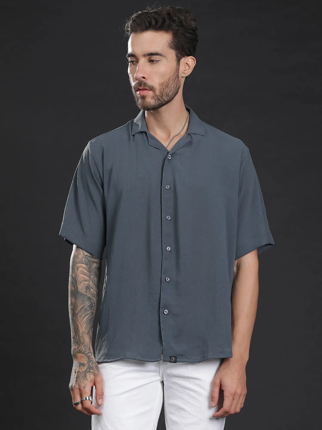 Oversized Cuban Collar Unisex Shirt